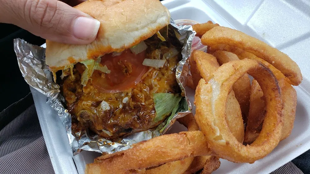 Hurricane Burger and Onion Rings